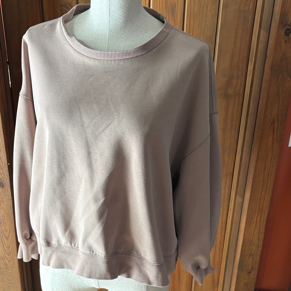 Soft Beige Crop Mary Square Lounging Sweatshirt -Size L